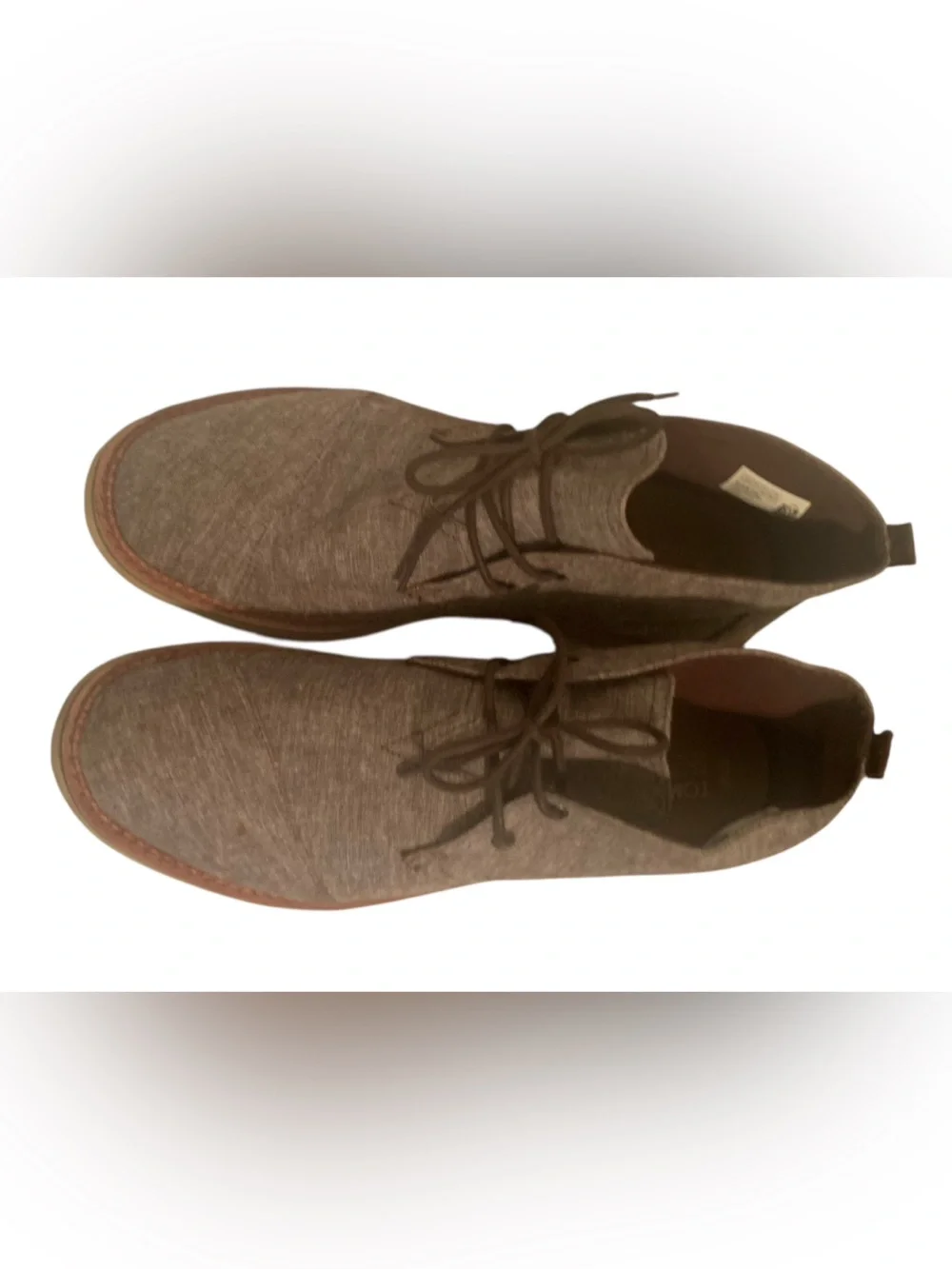 TOMS Mateo Chukka Brown Chambray Canvas Lace Up Boots Sz 13